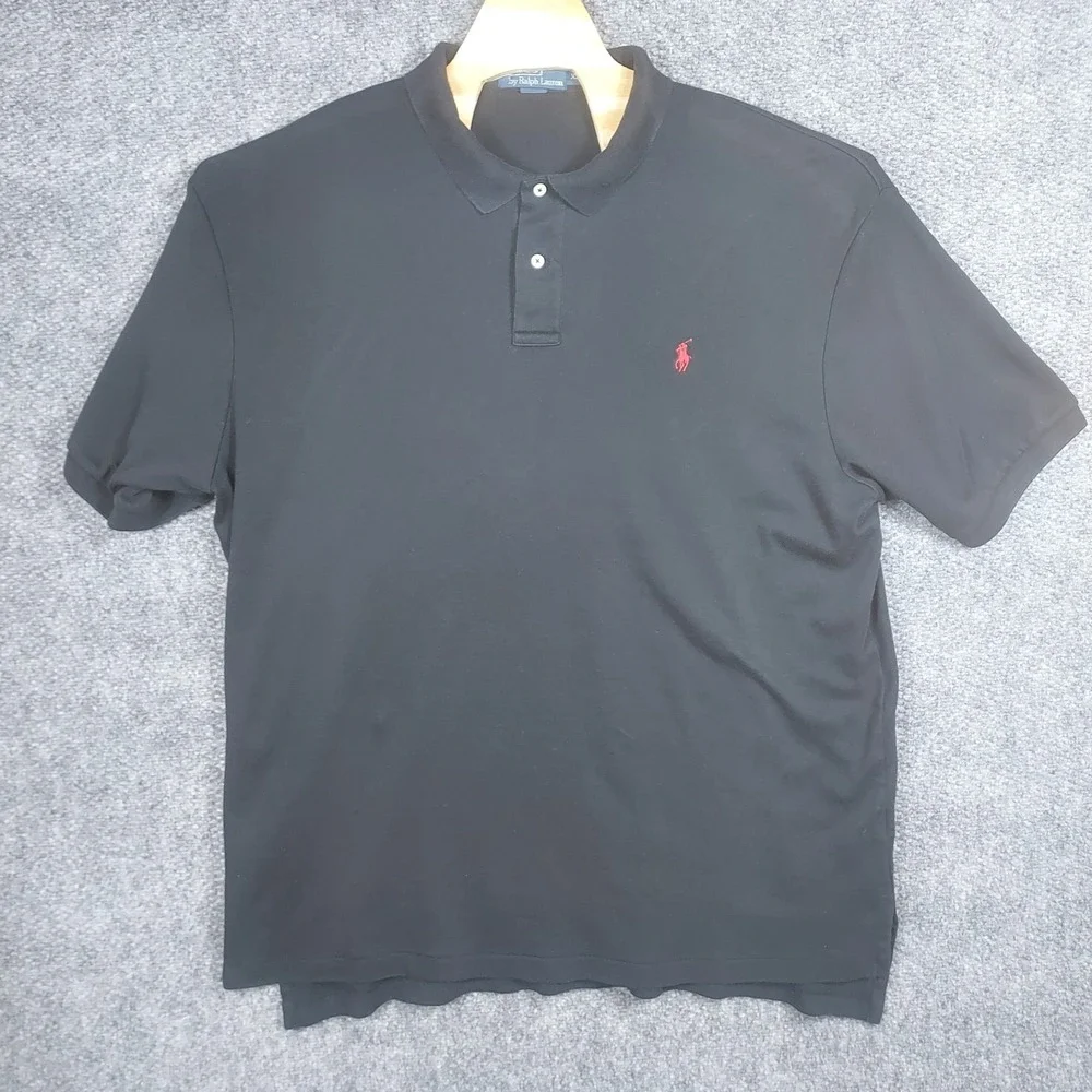 Polo Ralph Lauren Polo Shirt Size XXL Black Red Pony 100% Cotton